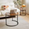IBUYKE Round Nesting Table, Removable Set of 2 Coffee Tables, Stacking Sofa Side Table End Table, for Living Room, Bedroom, Office, Balcony, Apar