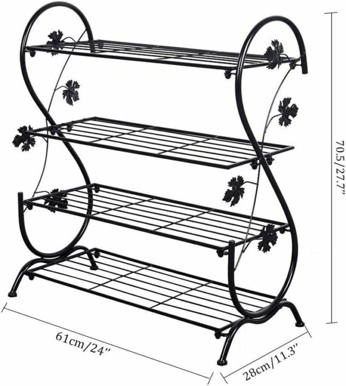 KRHINO Shoe rack Iron Multi-Layer Shoe Rack Shelf Storage, Multifunctional Metal Shoe Stand Organizer Cabinet For Closet Bedroom (Color : Schwarz