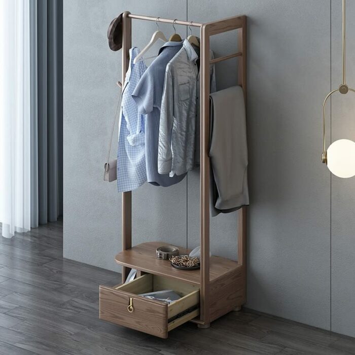 maozi Wooden Coating Hanger Shoe Standing Coat Racks Clothes Entrance Foot Racks Hall Space Saving Furniture