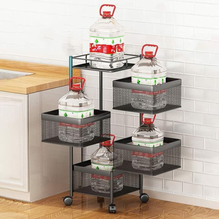 JJZXD Multi-layer Kitchen Rack Storage Rack Vegetable and Fruit Basket Trolley Multi-functional Kitchen Storage Rack (Color : B, Size : 95cm*26.5