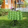 3E Home Patio Round Outdoor Tablecloth Waterproof with Umbrella/Parasol Hole and Zipper[52 inches (132 cm) Palm leaf]