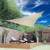 Aabb Sun Shade Sail 3x3x3m Triangle Waterproof Canopy 98% UV Blocking Sail Shades for Swimming Pool Balcony Terrace Courtyard Play Area (Beige）