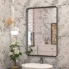TETOTE 16x24 Inch Black Frame Mirror, Bathroom Vanity Mirror for Wall, Modern Rectangle Round Corner Matte Framed Mirror (Horizontal/Vertical)