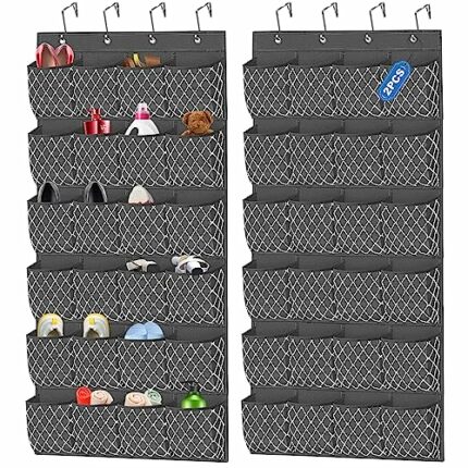 homyfort 2 Pack Extra Large Over the Door Shoe Organizer, Hanging Shoe Rack Storage Holder for Closet Door, Zapateras Organizer with 48 Pockets f