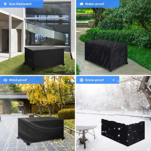 Callni Garden Furniture Covers with Side Tightening Strap, Windproof, Waterproof 420D Oxford Fabric, Patio Table Cover For Outside Chairs Sofa St