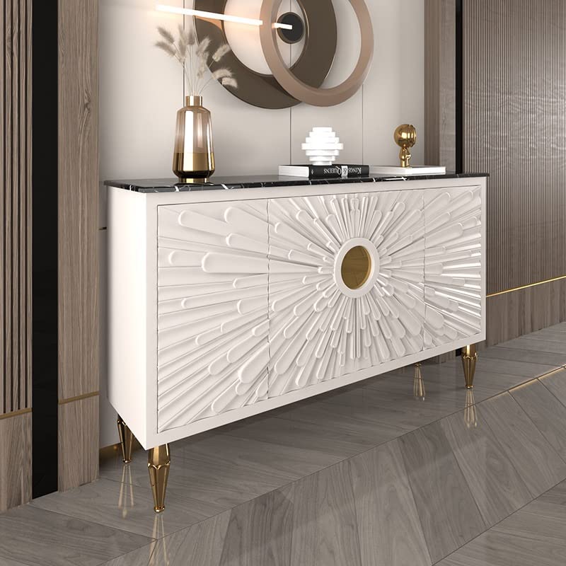 LUKEO Cabinet Minimalist Villa Decoration Locker Solid Wood Wine Cabinet Nordic Marble Side Cabinet