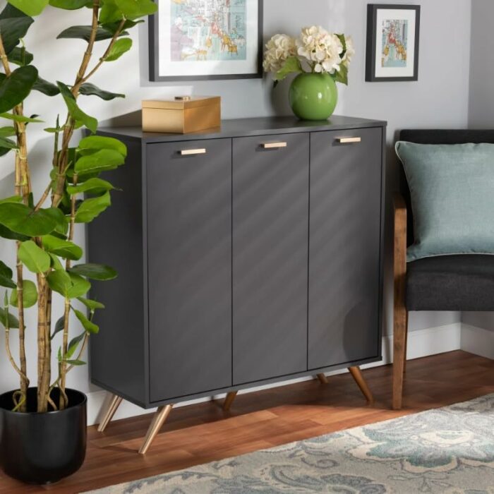 LUKEO Home Hallway Finished Wood 3-Door Shoe Cabinet Home Furniture Storage Cabinet