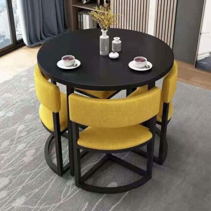 KUKIXO Negotiation Reception Tables and Chairs 80cm Small Round Picnic Tables, Home Dining Table and Chair Set,Garden Furniture Combination Sets
