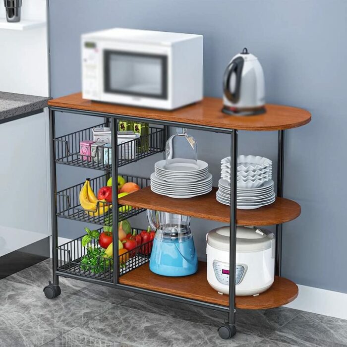 QUANJJ Kitchen Furniture Multi-layer Partition Multifunctional Storage cart With Wheeled Kitchen Trolley (Color : D, Size : 84cm*64cm)