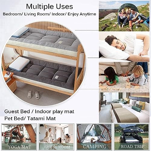 UE-MAOLU Japanese Tatami Mattresses, Futon Thicken Floor Mattress Soft Portable Sleeping Pad Foldable Roll Up Double Single Mattress Floor Lounge