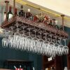 SUCHETA Hanging Wine Rack with Glass Holder and Shelf, Wine Glass Rack Hanging Steamware Rack Champagne Glass Rack Holder Vintage Style Bar Wall