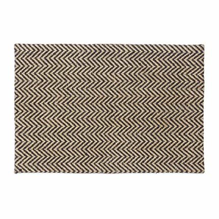 Relaxdays Zigzag Doormat, Jute Door Mat, Handmade Outdoors Dirt Catcher, 40x60 cm, Natural/Black