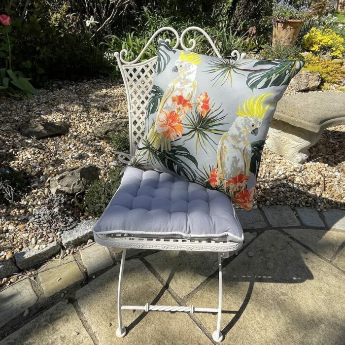 Ragged Rose Showerproof Grey Cockatoos Garden Cushion