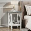 3imothrix End Table with Charging Station, Side Table with USB Ports and Outlets, Nightstand, 2 Tier End Table with Storage Shelf for Living Room