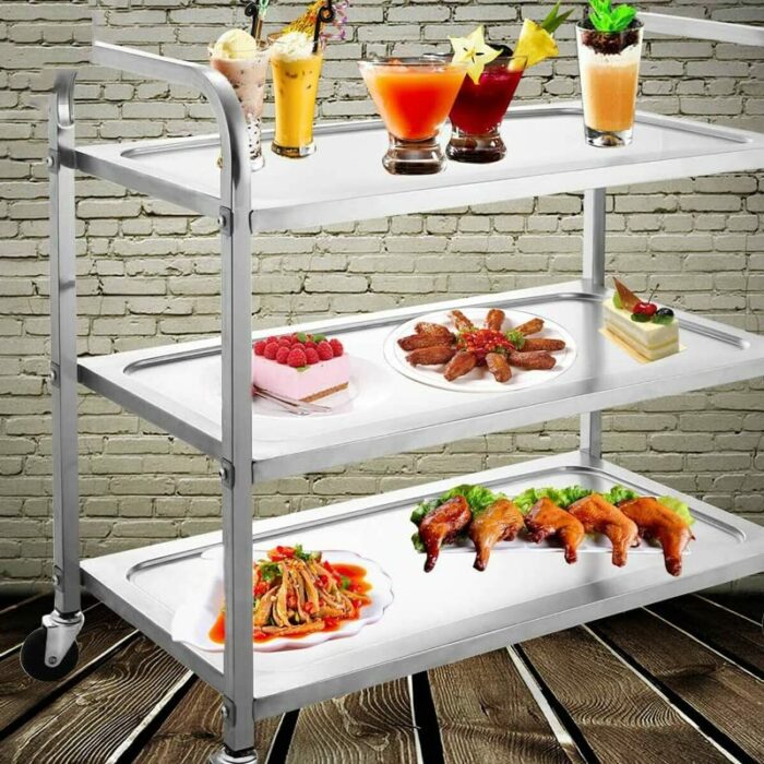 BHVXW 3 Shelf Kitchen Trolley Commercial Food Pantry With Wheels Kitchen Storage Rack