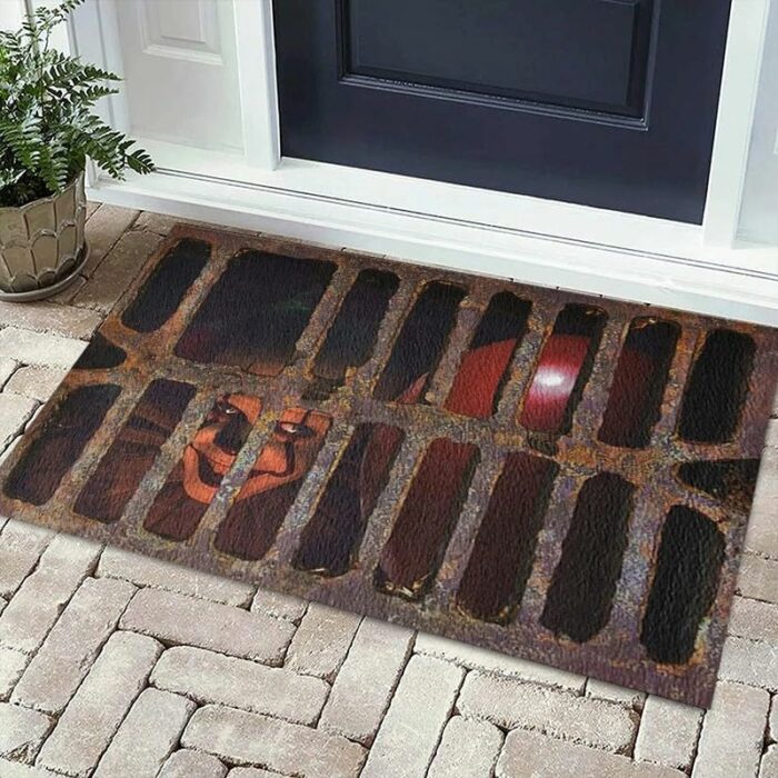 Halloween 3D Illusion Clown Doormat, Halloween Clown Drain Doormat, Indoor and Outdoor Horror Movie Clown Halloween Area Carpet Decoration (B, 19