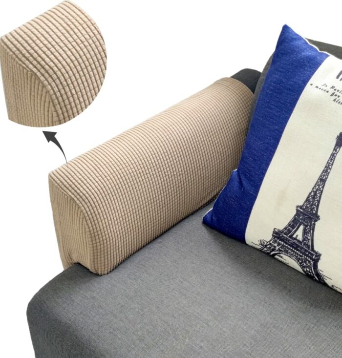 Arm Rest Covers Set, Pack of 4 Stretch Armchair Arm Covers Soft Polyester Arm Caps Non Slip Furniture Protector For Chair, Sofa, Couch(Sand)