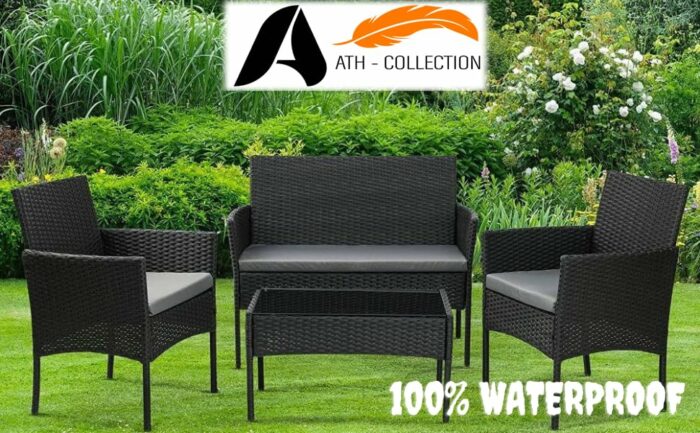 A ATH COLLECTION 100% Waterproof 2 3 4 Seater Indoor & Outdoor Bench Cushion Seat Pads for Lawn & Garden, Patio, Office, Coffee Shop with Removab