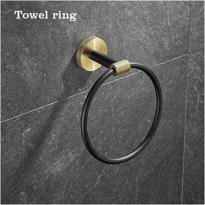 RAKUTE Towel Bar Stainless Steel Bathroom Hardware Set, Bathroom Accessories Black Towel Rail Bar Rack, Gold Towel Bar Shelf Towel Holder Towel S