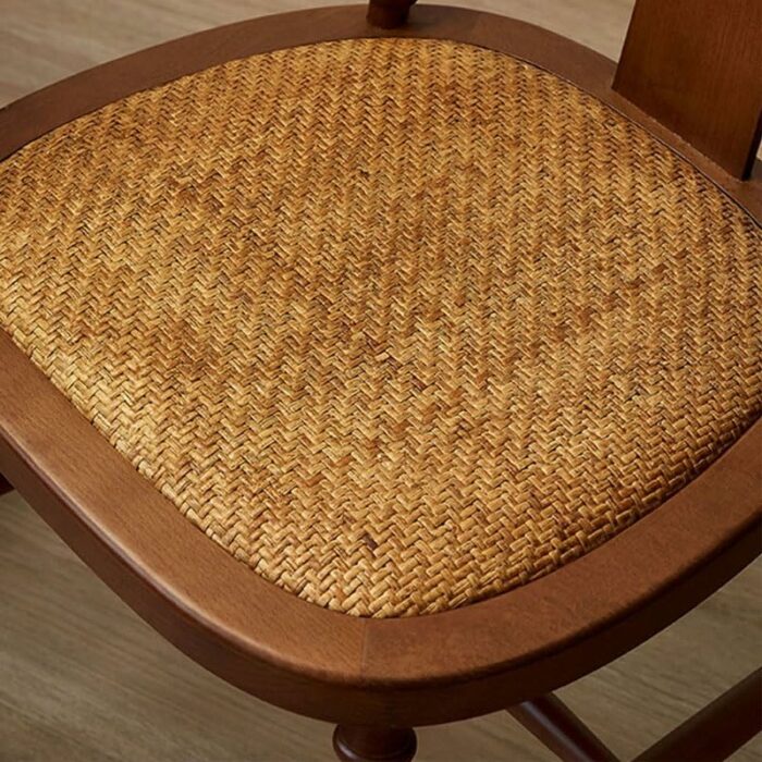 WALNUT Dining Chair Solid Wood Dining Stool Retro Furniture Rattan Sitting Surface Curved Backrest