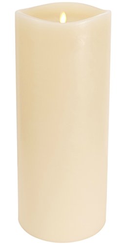 Luminara Realistic Moving Flame LED Candle Melted Edge Smooth Finish Real Wax Grand Pillar, Unscented - Ivory (16 Wide x 38 Tall, Centimetre)
