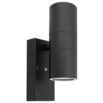 Long Life Lamp Company Black Outdoor Up Down Wall Light Dusk Till Dawn Sensor Stainless Steel IP65 ZLC090B