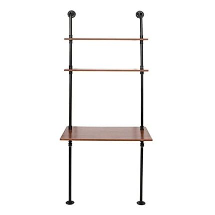 NXYJD Industrial Style Computer Laptop Desk Storage Table with Shelves Wall Bookshelf for Home Office Home Office Storage Wall Table