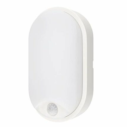 M EGA MEGACUBE 10W LED 4000K IP54 Flush Wall Mounted PIR Sensor Oval Bulkhead Light Fixture for Outdoor,Garden, Shed, Porch, Garage, Workshop, Pa