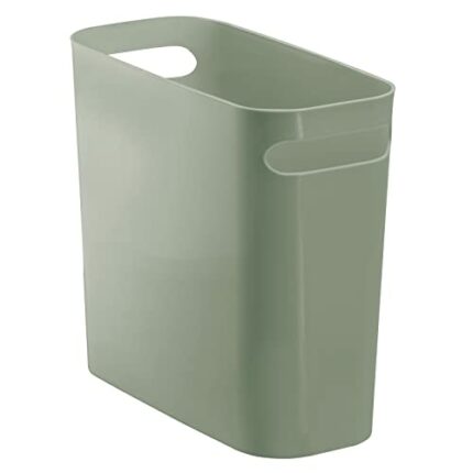 mDesign Plastic Small Trash Can, 1.5 Gallon/5.7-Liter Wastebasket, Narrow Garbage Bin with Handles for Bathroom, Laundry, Home Office - Holds Was