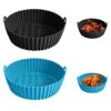 SRESAK 2Pcs Silicone Air Fryer Liners 7.8" for 4 to 8QT-Reusable Air Fryer Silicone Liners Pots-BPA Free Heat Resistant Air Fryer Basket Trays-Ea