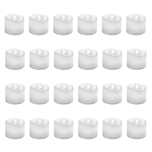 GrassVillage Pack of 24 Realistic and Bright Led Candle Lights in Wave Design, 3.5 cm x 4 cm Tall, Flameless Tea Light Candles, Electric Fake Can