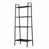 AHomyee Bookshelf Ladder, 4-Tier Iron Book Storage Rack Plant Displaying Ladder Shelf Bathroom Rack, Freestanding Bookcase for Home/Office/Balcon