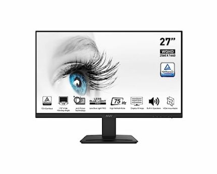 MSI PRO MP273QV 27 Inch Monitor, WQHD (2560 x 1440), 75Hz, VA, 4ms, FreeSync, 2x HDMI, DisplayPort, Speakers, Anti-Glare, Anti-Flicker, Less Blue