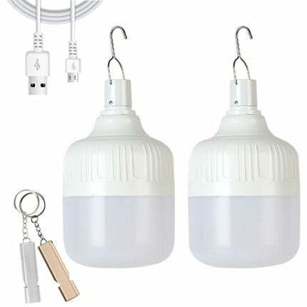 2X Camping Lights,Camping Lantern LED Work Light Bulb USB Rechargeable Lighting Dimmable,30W 2000 Lumens 5 Lighting Modes,Portable Tent Light for