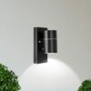 Unikcst Dawn to Dusk Outdoor Wall Lights Mains Powered IP44 Black Outside Light with Sensor 240V for Front Door Porch - Incl. 1X 5W GU10 LED Warm