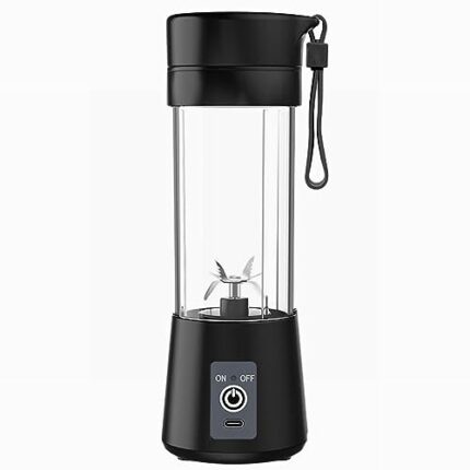 Portable Blender Mini Blenders Smoothies Shakes Juicer Cup USB Rechargeable Six Blades in 3D for Superb Mixing 380mL Black