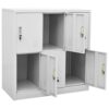 vidaXL 5x Locker Cabinets Home Office School Modern Locker-Style Storage Side Document Cabinet Organiser Cupboard Light Grey Steel