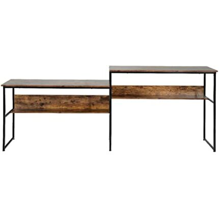 N/A Home Office Double Desk Writing Study Desk Large Computer Desk with Open Storage Rack (Color : A)
