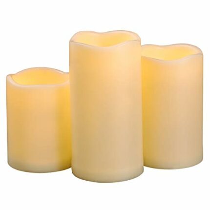 3PCS 4" 5" 6" Waterproof LED Flameless Timer Candles, 1000 Hours Long Battery Life/Flickering Battery Operated Electric Outdoor LED Large Pillar
