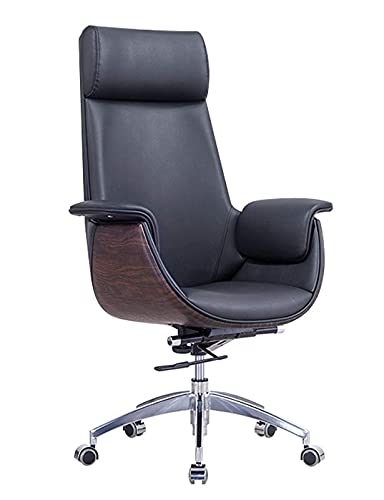 NMDCDH Leather Executive High-Back Home Office Chair, Rolling Swivel Adjustable Task Chair with Bionic Leather Seat for Women Adults, Black