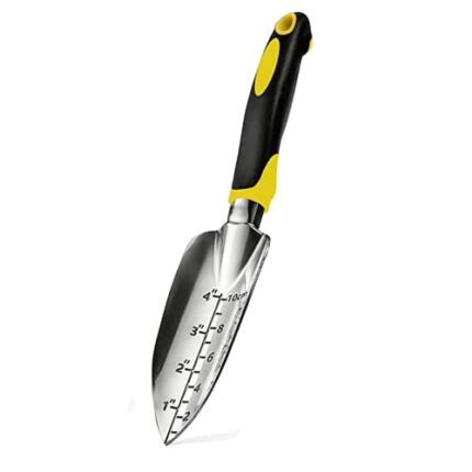 TINGFENG Garden Shovel Hand Tool Stainless Steel Small Garden Shovel For Digging Planting Rust Proof Hand Shovel With Soft Rubber Handle Measurin
