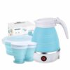 WADEO Foldable Electric Kettle, Portable Travel Electric Kettle with Food Grade Silicone, Quick Boiling Kettle with 2 Collapsible Cups & 1 Collap