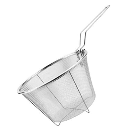 Angoily Mini Chip Baskets with Handle Food Presentation Baskets Strainer Fries Stainless Steel Foldable Fry Basket for Chips Onion Rings Chicken