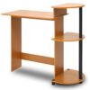 Furinno Compact Computer Desk, Study Desk with Shelves, Americano/Black, 99 (W) x 85.3 (H) x 39.4 (D) cm