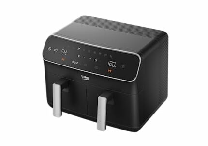 Beko Dual Zone Air fryer ExpertFry FRL5388B | 8.5L Capacity | Smart Finish | Match Cook | Wide LED Screen | 9 Automatic Cooking functions | Dehyd