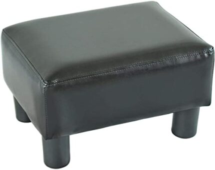 GTYT Leather Footstool Foot Rest Small Seat Foot Rest Chair Black Home Office with Legs