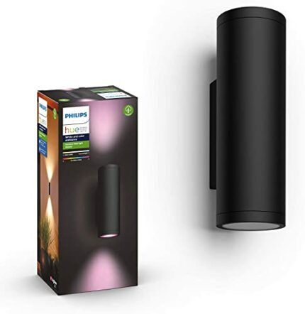 Philips Hue Appear White and Color Ambiance Smart Wall Light LED  [Black 8W - equivalent 49W] For Outdoor Lighting, Garden, Terrace, Patio
