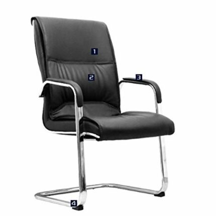 WALNUT Stackable Meeting Room Cantilever Chair - Black Office Chair Faux Leather