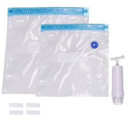 Yuemsh Sous Vide Bags 15Pack Reusable Electric Vacuum Save Sealer Cooker with 1 Hand Pump,2 Size Sealed Bag,4