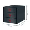 Leitz Click & Store Drawer Cabinet, 3 Drawers for Storing Papers & Documents, A4 Size Cardboard 3 Tier Folding Filing Cabinet, for Home/Office, C
